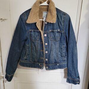 Old Navy Women's Blue Denim Sherpa Jacket